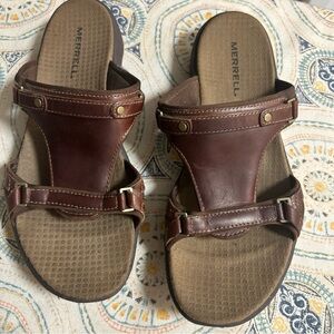 MERRELL Glade slide sandals. Women’s brown leather comfort  size 7. New* no box